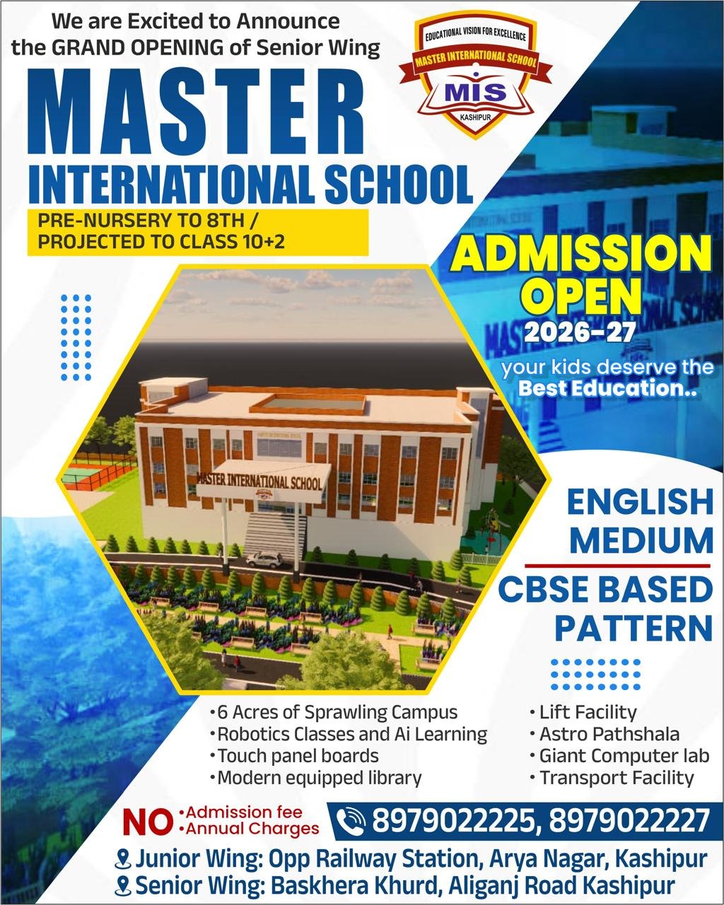 मास्टर इंटरनेशनल स्कूल के सीनियर विंग का भव्य शुभारंभ, 2026–27 सत्र के लिए प्रवेश शुरू
