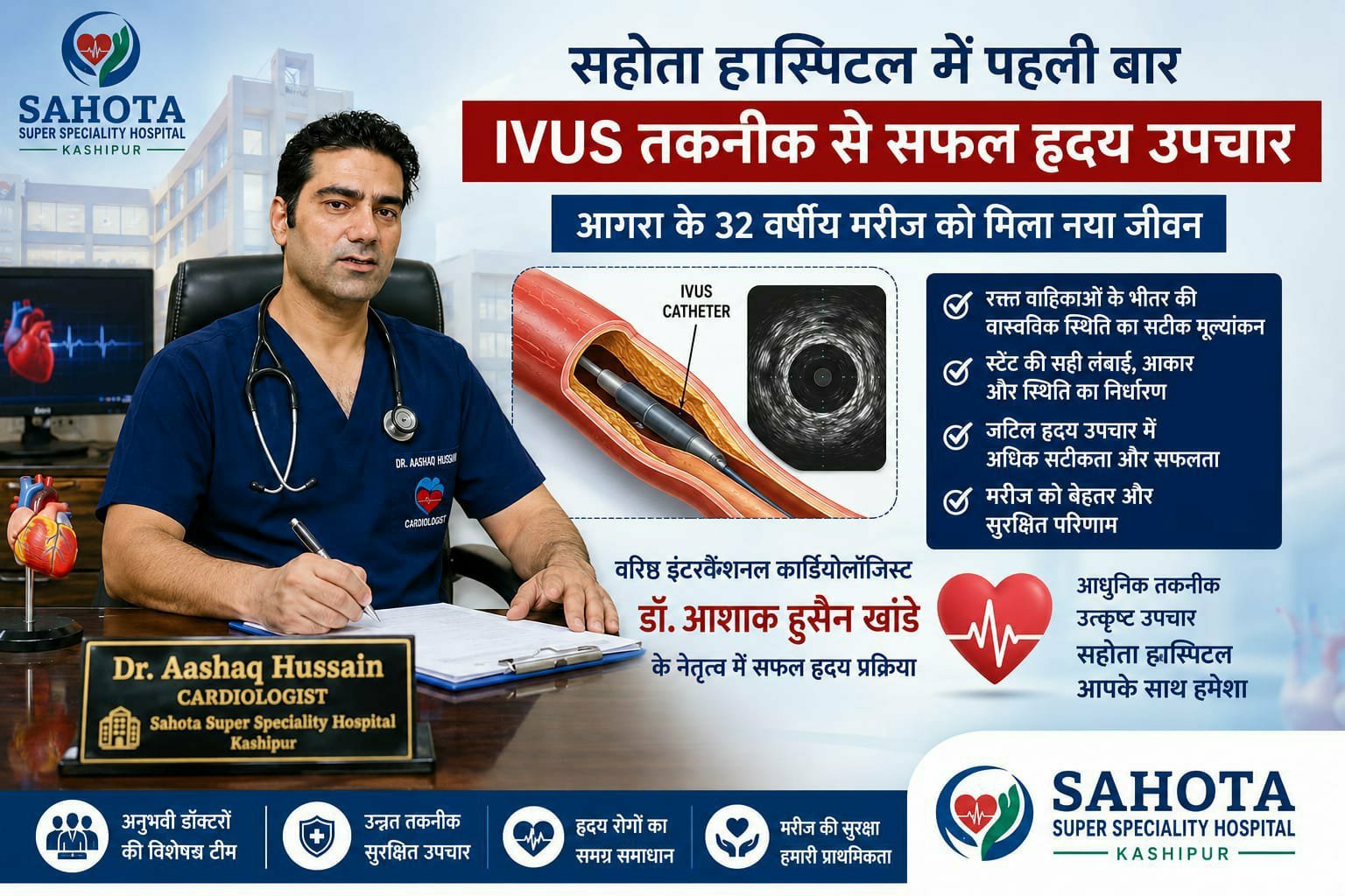 सहोता हॉस्पिटल में पहली बार आईवीयूएस तकनीक से सफल हृदय उपचार